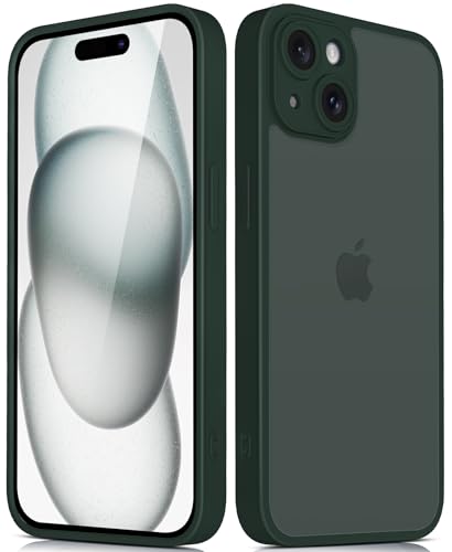 Mootobo für iPhone 15 Hülle mit Kameraobjektiv, 10FT Military Grade Drop Protection Handyhülle mit Anti-Fingerprint Matte Back 6,1 Zoll - Dunkelgrün von Mootobo