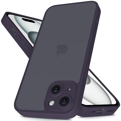 Mootobo für iPhone 15 Hülle mit Kameraobjektiv, 10FT Military Grade Drop Protection Handyhülle mit Anti-Fingerprint Matte Back 6.1 Zoll - Tiefes Lila von Mootobo