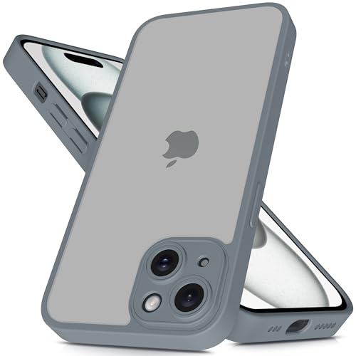 Mootobo für iPhone 15 Hülle mit Kameraobjektiv, 10FT Military Grade Drop Protection Handyhülle mit Anti-Fingerprint Matte Back 6.1Zoll - Grau von Mootobo