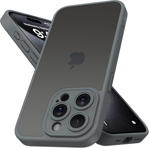 Mootobo für iPhone 15 Pro Hülle mit Kameraobjektiv, 10FT Military Grade Drop Protection Handyhülle mit Anti-Fingerprint Matte Back 6,1 Zoll - Grau von Mootobo