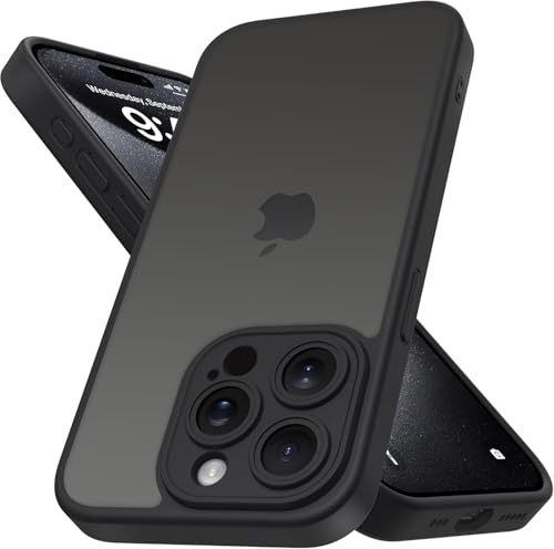 Mootobo für iPhone 15 Pro Hülle mit Kameraobjektiv, 10FT Military Grade Drop Protection Handyhülle mit Anti-Fingerprint Matte Back 6,1 Zoll - Schwarz von Mootobo