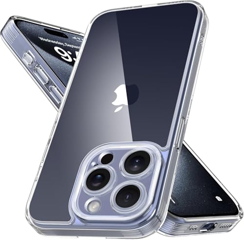 Mootobo für iPhone 15 Pro Max Hülle mit Kameraobjektiv, 10FT Military Grade Drop Protection Handyhülle mit Anti-Fingerprint Matte Back 6.7 Zoll - Clear von Mootobo