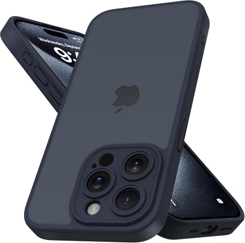 Mootobo für iPhone 15 Pro Max Hülle mit Kameraobjektiv, 10FT Military Grade Drop Protection Handyhülle mit Anti-Fingerprint Matte Back 6.7 Zoll - Deep Blue von Mootobo