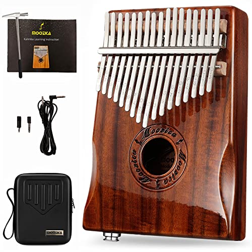 MOOZICA 17 Tasten EQ Kalimba Marimbaphone, Kalimba Daumenklavier aus Koa-Holz mit integriertem Tonabnehmer und Professionellem Kalimba-Gehäuse (K17K-EQ) von Moozica