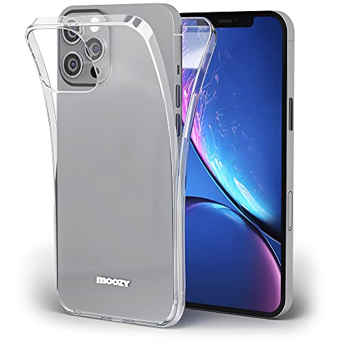 Moozy 360 Grad Hülle für iPhone 12 Pro Max - Vorne und Hinten Transparenter TPU Ultra Dünne Weiche Silikon Handyhülle Case von Moozy