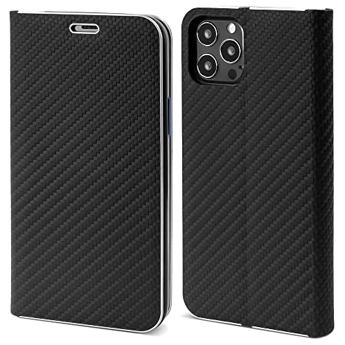 Moozy Hülle für iPhone 13 Pro, Schwarz Carbon – Metallischer Kantenschutz Klapphülle Handyhülle mit Kartenfach und Standfunktion Moozy Hülle für iPhone 13 Pro, Schwarz Carbon – Metallischer Kantenschutz Klapphülle Handyhülle mit Kartenfach und Standfunktion von Moozy