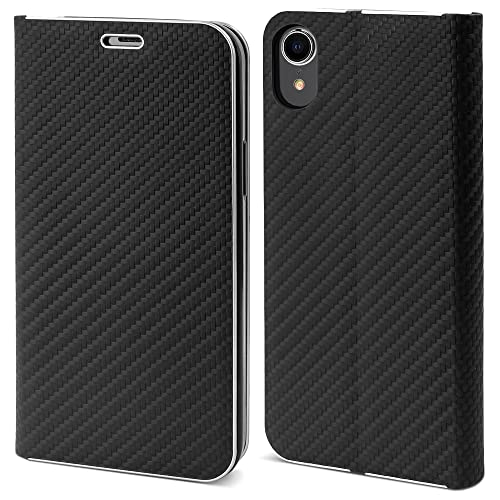 Moozy Hülle für iPhone XR, Schwarz Carbon - Metallischer Kantenschutz Klapphülle Handyhülle mit Kartenfach und Standfunktion Moozy Hülle für iPhone XR, Schwarz Carbon - Metallischer Kantenschutz Klapphülle Handyhülle mit Kartenfach und Standfunktion von Moozy