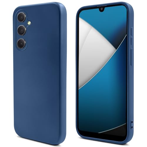 Moozy Lifestyle. Hülle für Samsung Galaxy A34 5G, Premium-Silikon Handyhülle Schutzhülle mit Mattem Finish und Weichem Mikrofaserfutter, handyhülle für Samsung a34 5g, Mitternachtsblau von Moozy