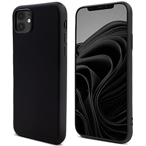 Moozy Lifestyle. Hülle für iPhone 11, Schwarz - Silikon Handyhülle Schutzhülle mit Mattem Finish und Weichem Mikrofaserfutter von Moozy