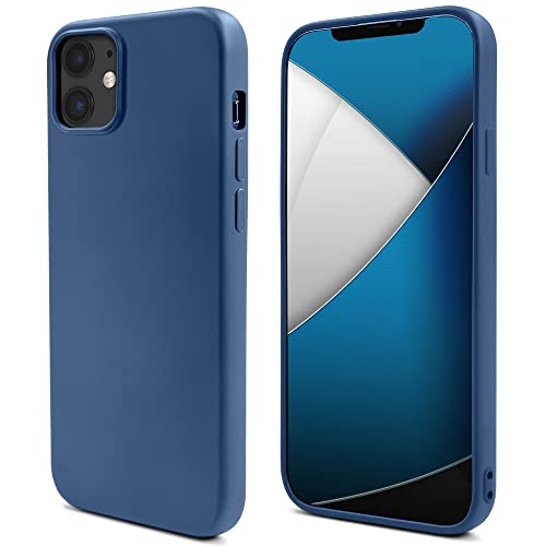 Moozy Lifestyle. Hülle für iPhone 12 Mini, Mitternachtsblau - Silikon Handyhülle Schutzhülle mit Mattem Finish und Weichem Mikrofaserfutter von Moozy
