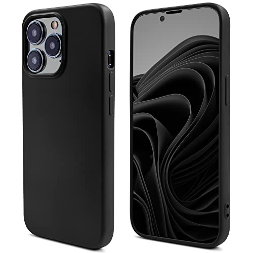 Moozy Lifestyle. Hülle für iPhone 14 Pro, Schwarz - Premium-Silikon Handyhülle Schutzhülle mit Mattem Finish und Weichem Mikrofaserfutter, Phone Cover Case von Moozy