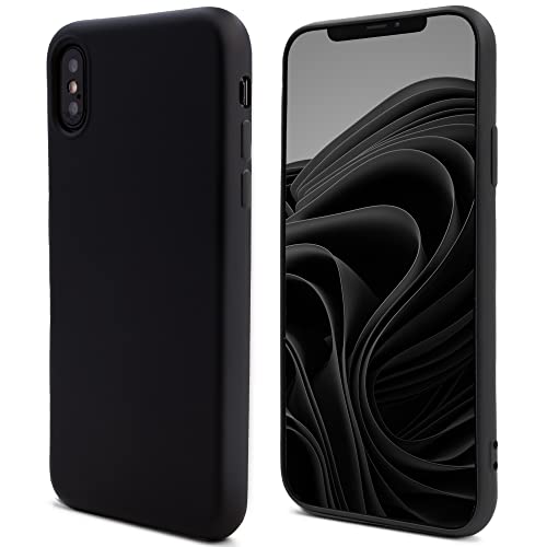 Moozy Lifestyle. Hülle für iPhone X und iPhone XS, Schwarz - Silikon Handyhülle Schutzhülle mit Mattem Finish und Weichem Mikrofaserfutter von Moozy