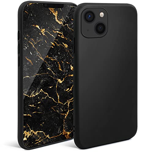 Moozy Minimalist Series Silikon Hülle für iPhone 13, Schwarz - Mattes Finish, Dünne, Leichte, Weiche TPU-Handyhülle Schutzhülle Case Cover von Moozy