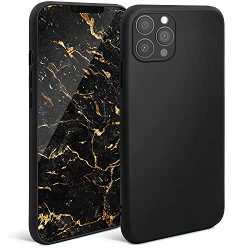 Moozy Minimalist Series Silikon Hülle für iPhone 13 Pro, Schwarz - Mattes Finish, Dünne, Leichte, Weiche TPU-Handyhülle Schutzhülle Case Cover von Moozy