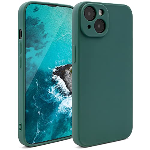 Moozy Minimalist Series Silikon Hülle für iPhone 14, Dunkelgrün - Mattes Finish, Dünne, Leichte, Weiche TPU-Handyhülle Schutzhülle Case Cover von Moozy