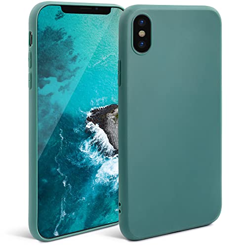 Moozy Minimalist Series Silikon Hülle für iPhone X und iPhone XS, Blau Grau - Mattes Finish, Dünne, Weiche TPU-Handyhülle Schutzhülle von Moozy