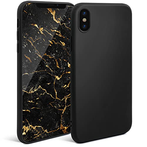 Moozy Minimalist Series Silikon Hülle für iPhone X und iPhone XS, Schwarz - Mattes Finish, Dünne, Weiche TPU-Handyhülle Schutzhülle von Moozy