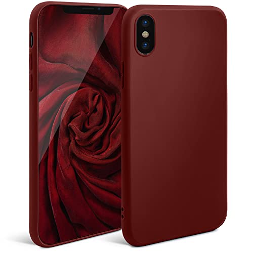 Moozy Minimalist Series Silikon Hülle für iPhone X und iPhone XS, Weinrot - Mattes Finish, Dünne, Weiche TPU-Handyhülle Schutzhülle von Moozy