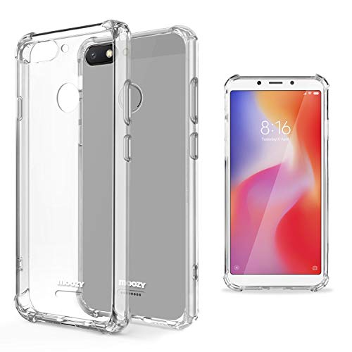 Moozy Transparent Silikon Hülle für Xiaomi Redmi 6 - Stoßfest Klar TPU Case Handyhülle Schutzhülle von Moozy