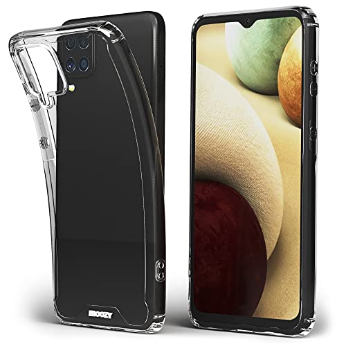 Moozy Xframe Stoßfeste Hülle für Samsung A12 - Transparente Handyhülle mit Durchsichtigem Rahmen, Zweifarbiges Klares Hybrid-Case Cover Schutzhülle mit TPU-Rand von Moozy