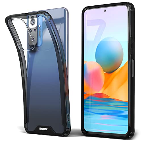 Moozy Xframe Stoßfeste Hülle für Xiaomi Redmi Note 10 Pro und Note 10 Pro Max - Transparente Handyhülle mit Schwarzem Rahmen, Zweifarbiges Durchsichtiges Hybrid-Case Cover Schutzhülle mit TPU-Rand von Moozy