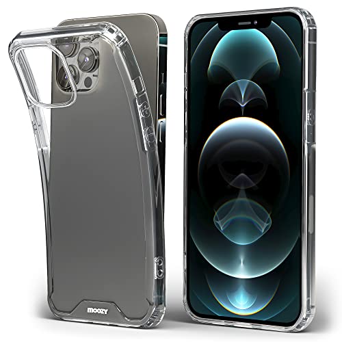 Moozy Xframe Stoßfeste Hülle für iPhone 12, iPhone 12 Pro - Transparente Handyhülle mit Durchsichtigem Rahmen, Zweifarbiges Klares Hybrid-Case Cover Schutzhülle mit TPU-Rand von Moozy