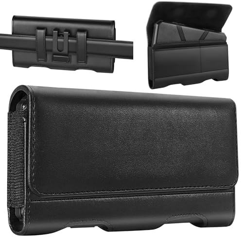 Mopaclle Handy-Holster aus Leder für Galaxy A73 5G, A72, A23, A54, A42, A14, A03, A04s, F13, iPhone 15 Pro Max, 15 Plus, Xs Max, Moto G14 – Gürtelclip-Tasche Halter (passt mit Otterbox-Hülle) von Mopaclle