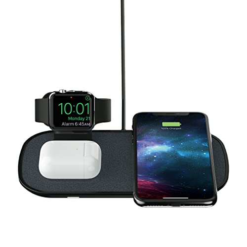 ZAGG mophie 3-in-1 Kabelloses Ladepad, 7,5 W, Schnellladung, kompatibel mit iPhones, AirPods, Smartwatch, Qi-fähigen Geräten, Schwarz von Mophie