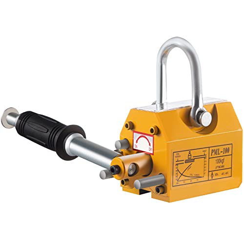 Mophorn Permanentmagnet Magnetwinden 100 kg, Gelber Stahl Magnetheber, Hochfester Gelb, Magnetlift mit Dauerhaftem Flexibler Magnet, Magnetisches Anheben von Mophorn