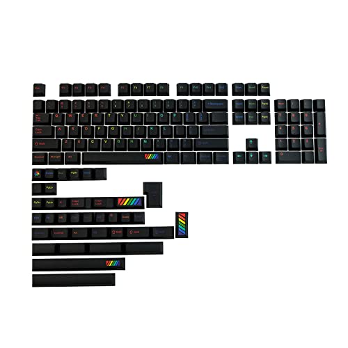 142 Tasten PBT Tastenkappen Cherry Profile GMK Midnight Rainbow Theme Dye Sub Mechanische Tastatur Tastenkappe Für Cherry MX Schalter Gmk Keycaps Clone Schwarz von Morain