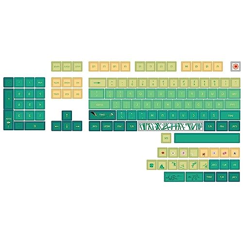 Bambus-Tastenkappen mit 128 Tasten, XDA-Profil, dickes PBT-Tastenkappen, Farbstoffsublimation, für 61/87/104/108-Layout, mechanische Tastatur-Tastenkappen, 128 Tasten, robustes PBT-Material, von Morain