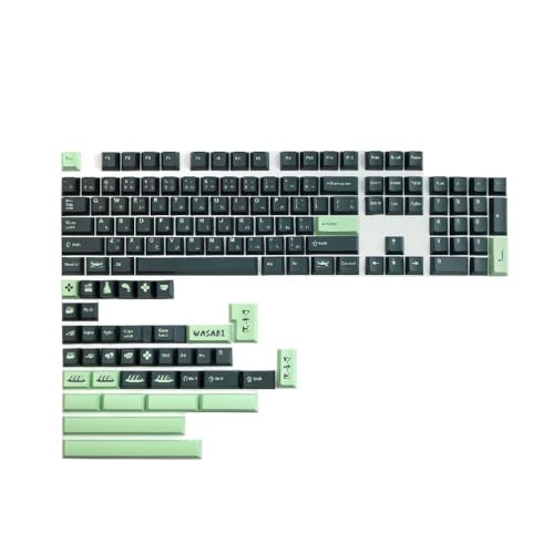 Grün Wasabi Senf Tastenkappen PBT Sublimation Mechanische Tastatur Original Voller Satz Personalisierte Sushi 142 Tasten Tastenkappe Mechanische Tastatur Tastenkappe Set Nette 142 Tasten Set von Morain