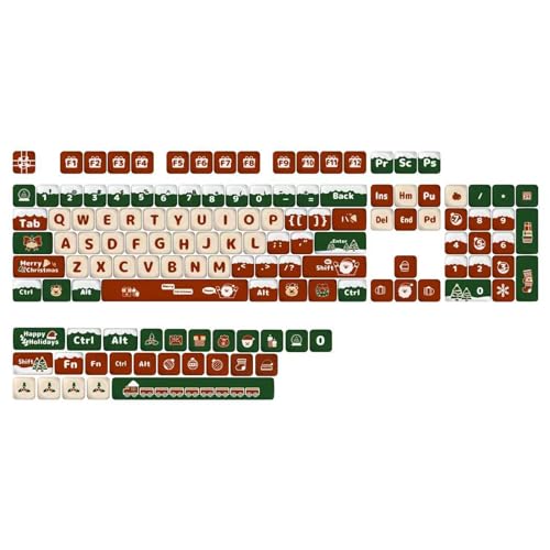 MerryChristmas-Tastenkappen für mechanische Tastaturen, PBT-Farbstoff-Tastenkappen für CherryMX-Schalter, Moa-Profil-Tastenkappen, 130 Tasten von Morain
