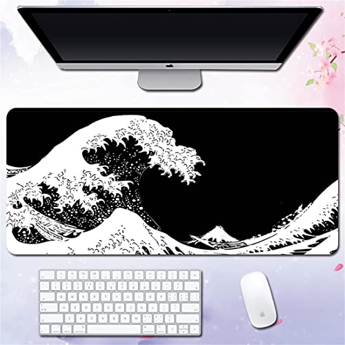 Morain Gaming-Mauspad, Kunstdruck, Malerei, Hokusai, die große Welle, groß, rechteckig, rutschfest, Gummi, 800 x 300 x 3 mm, Stil 8 von Morain