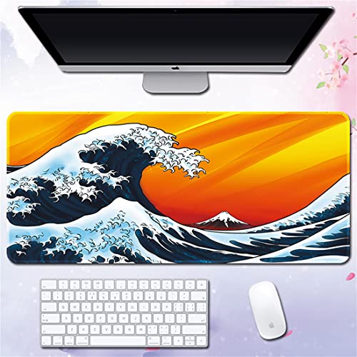 Morain Gaming-Mauspad, Kunstdruck, Malerei, Hokusai, die große Welle, groß, rechteckig, rutschfest, Gummi, Mauspad, 600 x 300 x 3 mm, Stil 9 von Morain