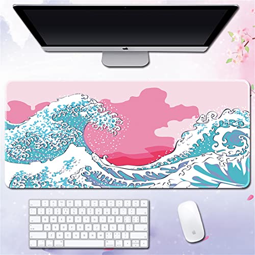 Morain Gaming-Mauspad, Kunstdruck, Malerei, Hokusai, die große Welle, groß, rechteckig, rutschfest, Gummi, Mauspad, 800 x 400 x 3 mm, Stil 22 von Morain