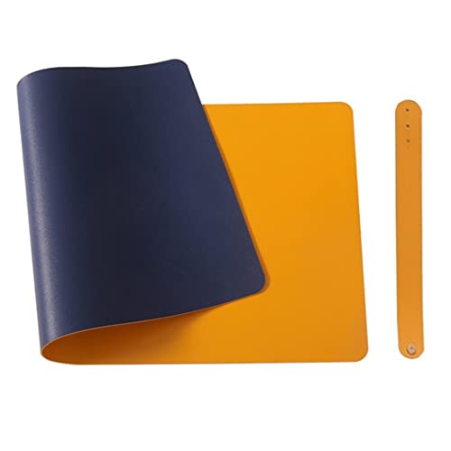 Morain Leder-Schreibtisch-Mauspad, rutschfestes PU-Leder, Büro-Schreibtischmatte, wasserdichte Laptop-Schreibtischunterlage für Büro und Zuhause (Königsblau/Gelb, 60 x 30 cm) von Morain