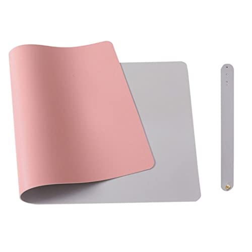 Morain Leder-Schreibtisch-Mauspad, rutschfestes PU-Leder, Büro-Schreibtischmatte, wasserdichte Laptop-Schreibtischunterlage für Büro und Zuhause (Rosa/Silber, 60 x 30 cm) von Morain