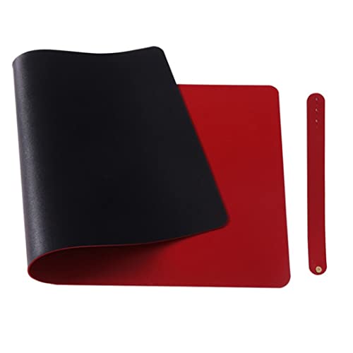 Morain Leder-Schreibtisch-Mauspad, rutschfestes PU-Leder, Büro-Schreibtischmatte, wasserdichte Laptop-Schreibtischunterlage für Büro und Zuhause (schwarz/rot, 80 x 40 cm) von Morain