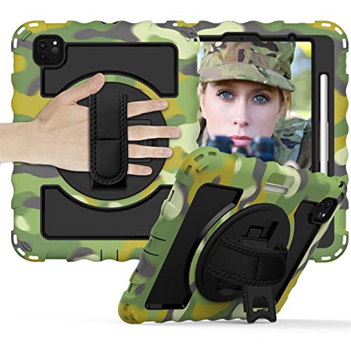 Morain Schutzhülle für iPad Air (5./4.) und iPad Pro 11 Zoll. (3./2./1.) Hülle, robuster Schutz, volle Abdeckung, 3-in-1 stoßfester Bumper mit 360° Ständer/Handschlaufe von Morain