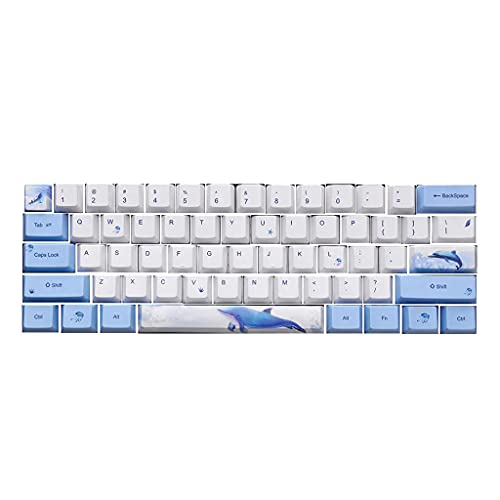 PBT-Tastenkappen mit 72 Tasten, vollständiges Set, mechanische Tastatur-Tastenkappen, PBT-Farbstoff-Sublimation, Wal-Thema-Tastenkappen, DIY, 72 Tasten, PBT-Tastenkappen von Morain