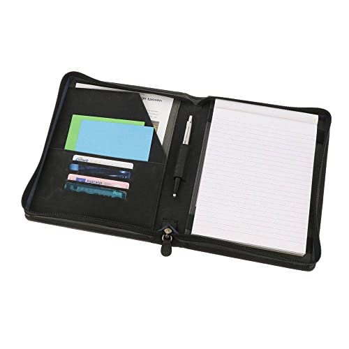 MoreThanHip Brighton Luxus Schreibmappe A5 Matt Schwarz - Handgefertigte Dokumentenmappe mit Reißverschluss aus Öko-Leder Premium von More Than Hip