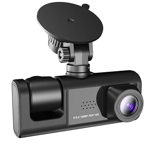 1080P Dreifach Spiegel Dashcam Rückfahrkamera, MoreChioce 170° Vorne 120° Innen 140° Hinten Weitwinkel 2-Zoll Autokamera mit Loop-Aufnahme Bewegungserkennung Parküberwachung G-Senor von MoreChioce