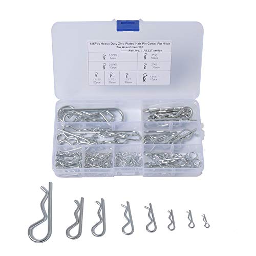 125 Stück Kohlenstoffstahl R Splint,MoreChioce R-Typ Wellen Clip Splint Halteclip Anhängerkupplung Pin Clips Verschluß Sortiment 8 Größen für Traktor PKW LKW von MoreChioce