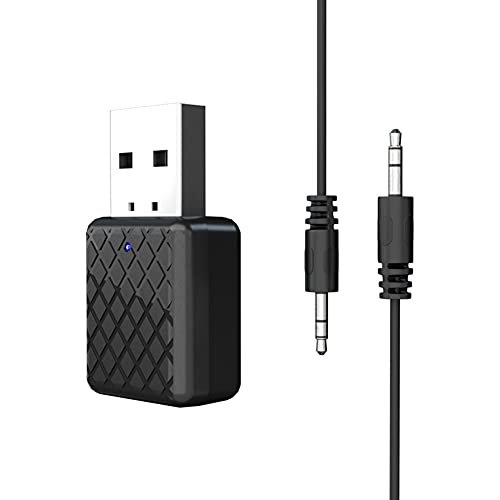 Bluetooth 5.0 USB Adapter,MoreChioce USB Sender Bluetooth 5.0 Empfänger Mini 2 in 1 Tragbarer Drahtloser Bluetooth Transmitter Plug and Play Bluetooth Sender mit 3,5mm Audiokabel für TV Autoradio von MoreChioce