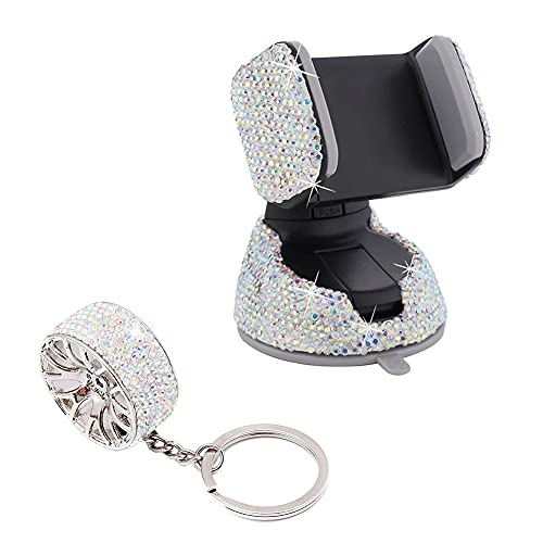 MoreChioce Auto Handyhalterung Lüftung, 360 Grad Drehung Bling Glitzer Strass Dekoration Smartphone Handy Halter Auto Rad Schlüsselbund Armaturenbrett Kompatibel mit i phoneGalaxyHuawei,Bunt von MoreChioce