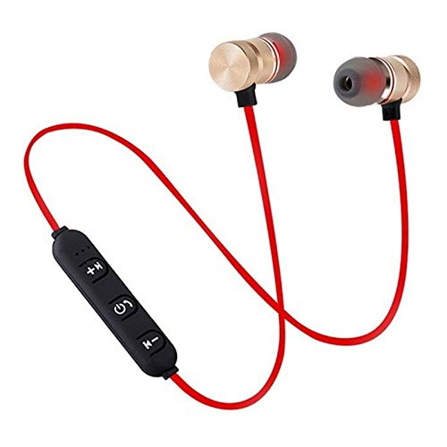 MoreChioce Bluetooth 4.1 Kopfhörer, Bluetooth Kopfhörer 10 Stunden Spielzeit In-Ear Headset Premium Audioqualität Drahtloses Ohrhörer Magnetischer Sportkopfhörer mit Mikrofon,Rot von MoreChioce