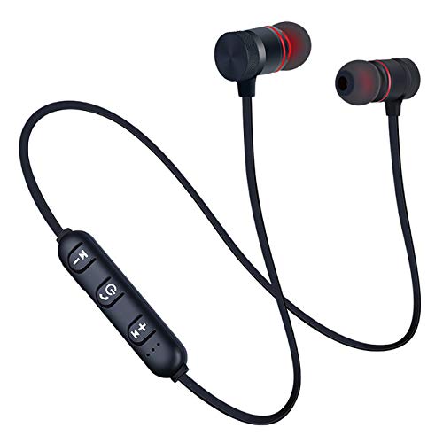 MoreChioce Bluetooth 4.1 Kopfhörer, Bluetooth Kopfhörer 10 Stunden Spielzeit In-Ear Headset Premium Audioqualität Drahtloses Ohrhörer Magnetischer Sportkopfhörer mit Mikrofon,Schwarz von MoreChioce