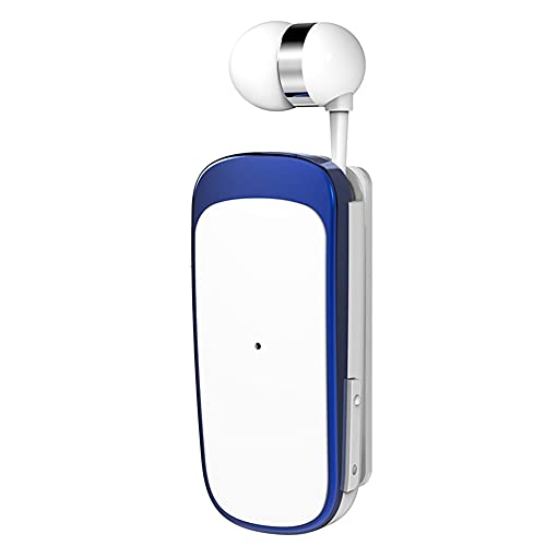 MoreChioce Bluetooth 5.0 Kopfhörer, Einziehbarer Drahtloser Bluetooth Ohrhörer Freisprecheinrichtung Lavalier Auto Kopfhörer 10m Einzel Headset für Fahren Geschäftsräumen zu Hause,Blau K52 von MoreChioce