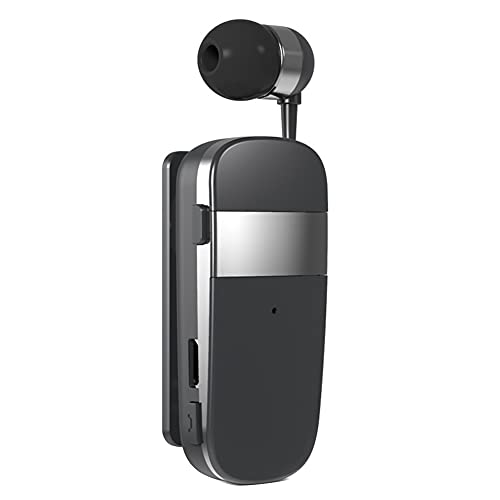 MoreChioce Bluetooth 5.0 Kopfhörer, Einziehbarer Drahtloser Bluetooth Ohrhörer Freisprecheinrichtung Lavalier Auto Kopfhörer 10m Einzel Headset für Fahren Geschäftsräumen zu Hause,Grau K53 von MoreChioce